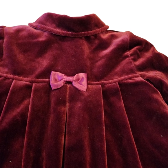 C.I. Castro Cranberry Velvet Coat and Bonnet Set Sz 24 Months EUC - Picture 7 of 12